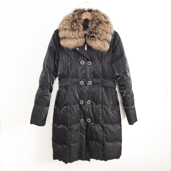 Flash Geo Jackets & Blazers - Flash Geo Metallic Mobwife Black Fur-Trimmed down parka